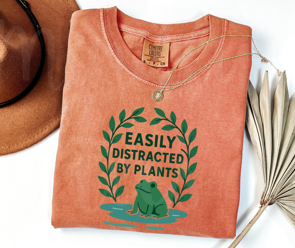 "Easily Distracted" Funny Plant Lover Tee Design Unisex heavyweight t-shirt