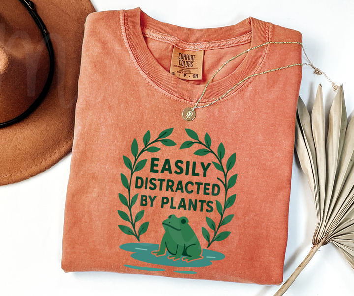 "Easily Distracted" Funny Plant Lover Tee Design Unisex heavyweight t-shirt