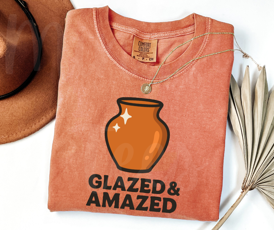 "Glazed & Amazed" Funny Design Pottery Clay Hobby Inspired Unisex heavyweight t-shirt