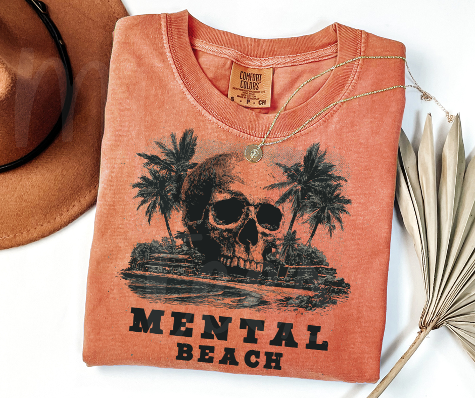 "Mental Beach" Sarcastic Design Unisex heavyweight t-shirt