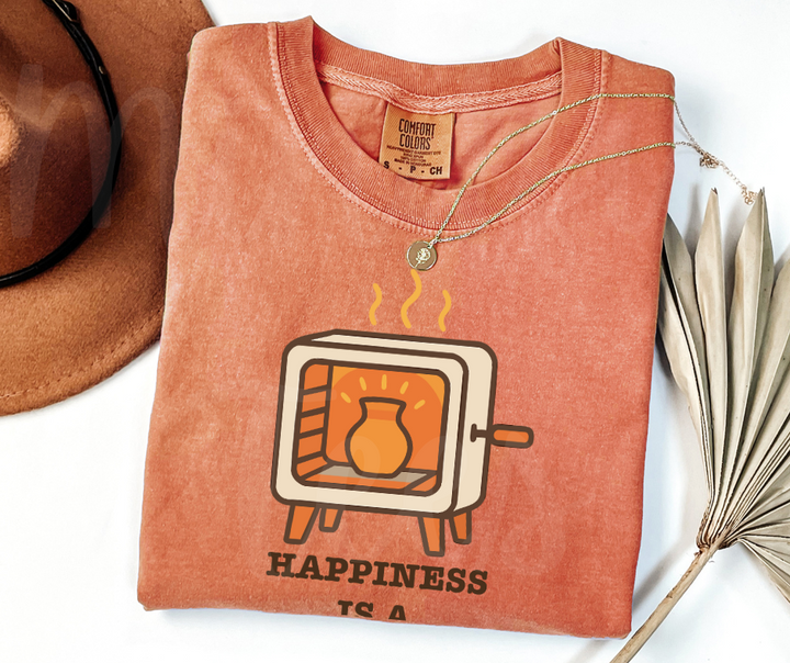 "Happiness is a Warm Kiln" Funny Design Pottery Clay Hobby Inspired Unisex heavyweight t-shirt